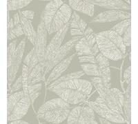 Grandeco Lorena Sketch Leaves Blown Vinyl Wallpaper, Sage