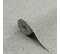 Grandeco Manti Twill Plain Fabric Textured Wallpaper, Grey