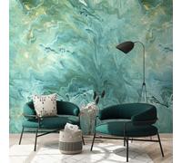 Grandeco Marble 3 Lane Repeatable Textured Mural, 1.59 X 2.8M Aqua Green