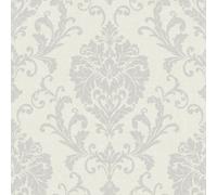 Grandeco Margritte Distressed Damask Textured Wallpaper, Beige Grey