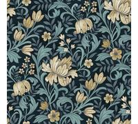 Grandeco Marian Vintage Art Nouveau Floral Trail Smooth Wallpaper, Navy