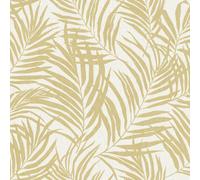 Grandeco Maui Palm Frond Leaf Textured Wallpaper, Neutral Gold