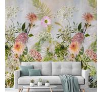 Grandeco Meadow Floral 3 Panel Repeatable Textured Mural, 1.59 X 2.8M