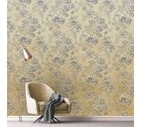 Grandeco Mimosa Ombre Etched Floral Trail 3 Lane Repeatable Textured Mural, 2.8 X 1.59M, Yellow