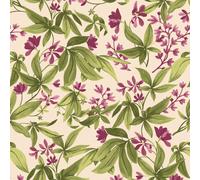 Grandeco Morgan Handpainted Leaves And Flowers Textured Wallpaper, Olive Purple