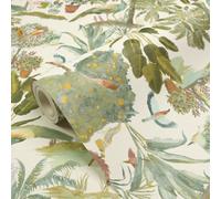 Grandeco Multicoloured Peacock Forest Patterned Smooth Wallpaper