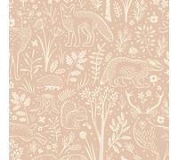 Grandeco Native Woodland Animals Nursery Textured Wallpaper, Blush