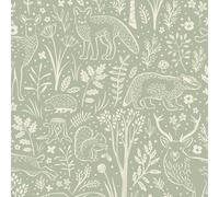 Native Woodland Animals Nursery Textured Wallpaper Grandeco Green 1 Pack