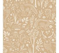 Grandeco Native Woodland Animals Nursery Textured Wallpaper, Terracotta