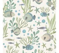 Grandeco Nemo Sealife Fish Nursery Textured Wallpaper, Teal Green