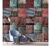 Grandeco New York Landmark Patchwork 3 Lane Repeatable Textured Mural, 2.8 X 1.59M