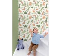 Grandeco Non-Woven Wallpaper Dinosaur Trees Childrens Room White Green Brown LL-10-12-8