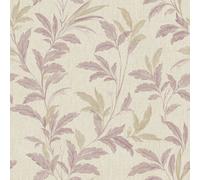 Grandeco Organic Leaf Trail Linen Textured Wallpaper, Purple Heather