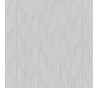 Grandeco Orion Vertical Geometric Stripe Wave Embossed Motif Grey Wallpaper