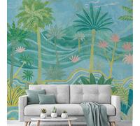 Grandeco Palm Spring Landscape Scene 7 Panel Repeatable Textured Mural, 3.71 X 2.8M, Blue