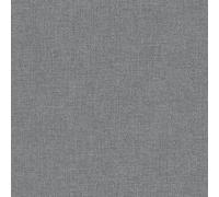 Grandeco Panama Plain Textured Linen Fabric Wallpaper, Charcoal Grey