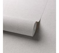 Grandeco Panama Plain Textured Linen Fabric Wallpaper, Light Grey