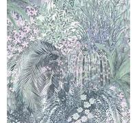 Grandeco Paradise Trees Foliage and Flowers Smooth Wallpaper, Indigo Blue Green