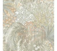 Grandeco Paradise Trees Foliage And Flowers Smooth Wallpaper, Neutral Teal Orange