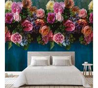 Grandeco Peony Bloom Floral Garland 3 Panel Repeatable Mural 1.59 X 2.8M