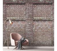 Grandeco Photo Realistic Rustic Aged Victorian Brick Wall 3 Lane Repeatable Textured Mural, 2.8 X 1.59M, Red Terracotta