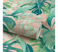 Grandeco Conservatory Pink Wallpaper Botanical Textured Paste The Wall Vinyl