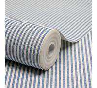 Grandeco Pinstripe Nursery Textured Wallpaper Blue