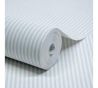 Grandeco Pinstripe Nursery Textured Wallpaper Light Blue, Blue