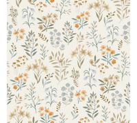 Grandeco Placed Posey Floral Sprig Textured Wallpaper, Cool Neutral Blue