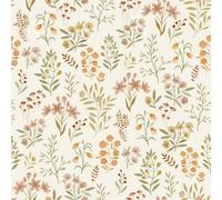 Grandeco Placed Posey Floral Sprig Textured Wallpaper, Warm Neutral Pink