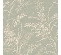 Grandeco Prairie Botanical Wallpaper Sage Green A84302 - Meadow Sprig Floral Leaf Design - Textured Non-Woven Paste the Wall Wallcovering - Scrubbable - 10.05m x 53cm