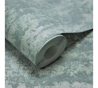 Grandeco Rocks Distressed Plaster Effect Plain Blown Vinyl Wallpaper, Green, Green