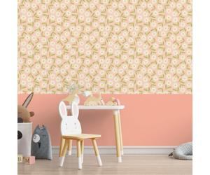 Grandeco Roomblush Colourblock Spring Flowers Eco 4 Lane Repeatable Wallpaper Mural 200 X 285Cm, Pink
