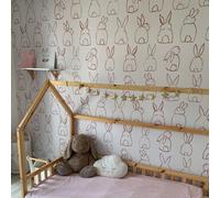 Grandeco Roomblush Nursery Bunnies 4 Lane Repeatable Wallpaper Mural 200 X 285Cm, Neutral Terracotta