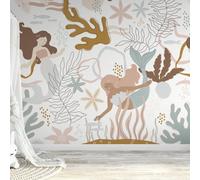 Grandeco Roomblush Nursery Mermaids 6 Lane Repeatable Wallpaper Eco Mural 300 X 285Cm, Pastel