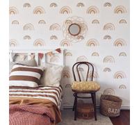 Grandeco Roomblush Nursery Rainbow 4 Lane Repeatable Wallpaper Mural 200 X 285Cm, Beige