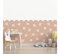 Grandeco Roomblush Nursery Scallop Edge Daisy Flowers Eco 4 Lane Repeatable Wallpaper Mural 200 X 285Cm, Pink