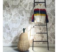 Grandeco Roomblush Nursery Zebra Safari Eco 4 Lane Repeatable Wallpaper Mural 200 X 285Cm, Beige
