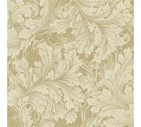 Grandeco Rossetti Acanthus Leaves Scroll Smooth Wallpaper, Gold