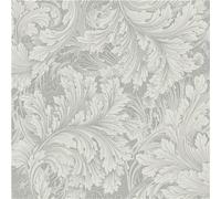 Grandeco Rossetti Acanthus Leaves Scroll Smooth Wallpaper, Grey