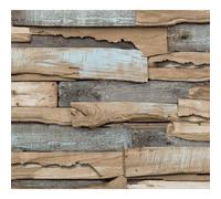 Grandeco Rustic Light Blue Wood Panel Aqua Paste The Wall Wallpaper