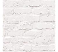 Grandeco Rustic Painted Brick Textured Wallpaper, White