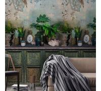 Grandeco Rustic Panel Shelf 3 Lane Repeatable Wallpaper Mural 1.59 X 2.8M, Green