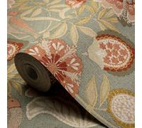 Grandeco Sage Persian Garden Fabric Effect Patterned Embossed Wallpaper