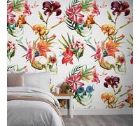 Grandeco Skulls And Flowers 3 Panel Repeatable Mural 1.59 X 2.8M