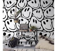 Grandeco Smiley Winky Faces 3 Panel Repeatable Textured Mural, 1.59 X 2.8M