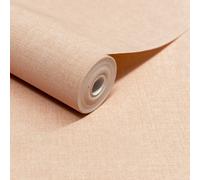 Grandeco Solena Brushed Check Weave Hessian Textured Plain Wallpaper, Blush Plaster