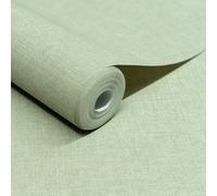 Grandeco Solena Brushed Check Weave Hessian Textured Plain Wallpaper, Sage Green