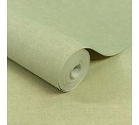 Grandeco Solena Brushed Check Weave Hessian Textured Plain Wallpaper, Light Moss Green