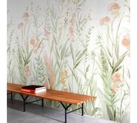 Grandeco Somme Floral Sprigs 3 Panel Repeatable Mural 1.59 X 2.8M, Pastel